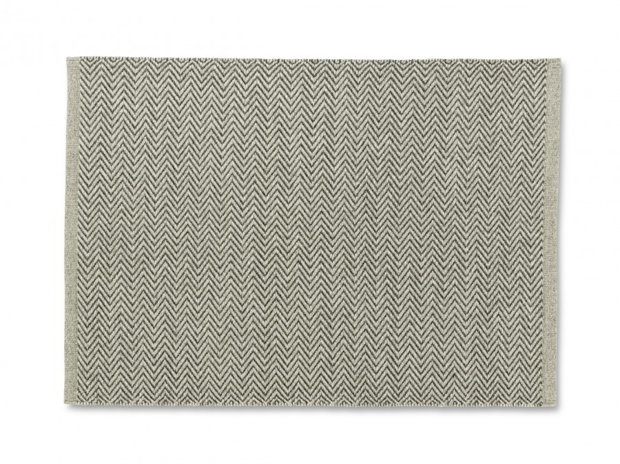 Handvävd matta Ymer i grå färgställning.