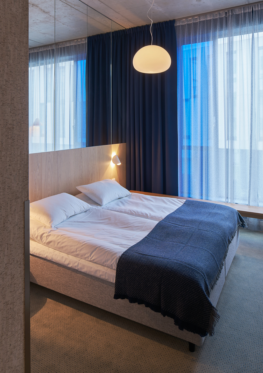 Printad matta Stardust i hotellrum på Hotel Zander K, Bergen, projekt av Claesson Koivisto Rune.