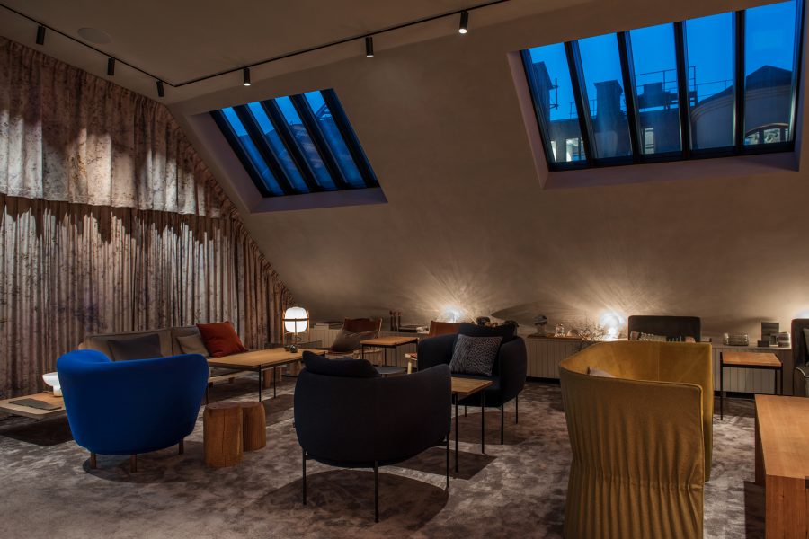 Frame Superior 1064 i lounge på restaurang Franzén, projekt av Joyn Studio.