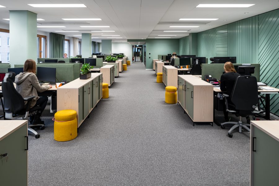 Textil platta Infinity på kontorsytan på Hemfosas kontor, Link Arkitektur.