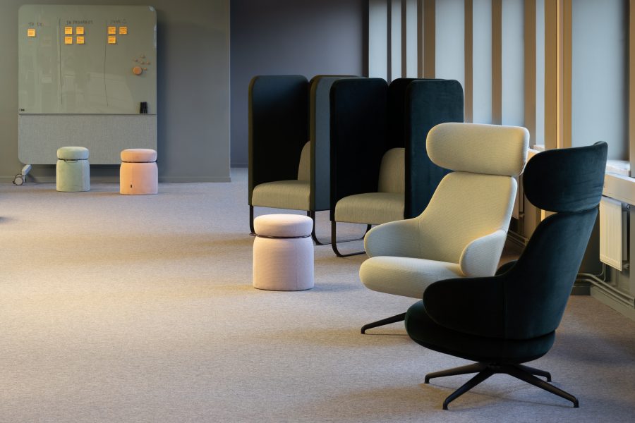 Textila plattor Tivoli på Trustly's kontor.